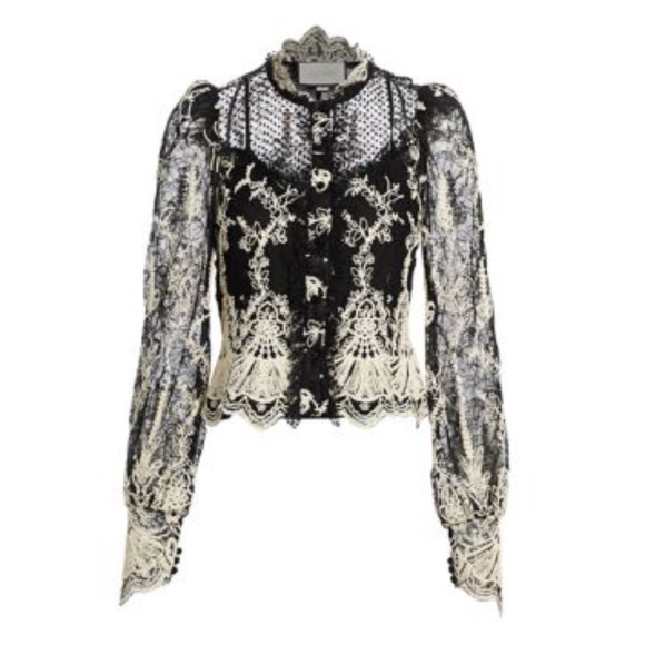 NWT Alexis Boda Embroidered Victorian Lace Puff Sleeve Top - Picture 2 of 10